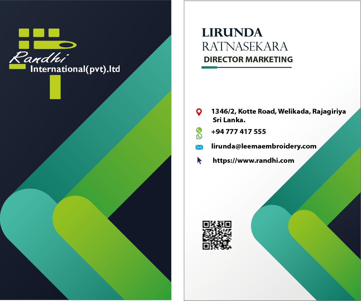 Randhi International Visiting Card